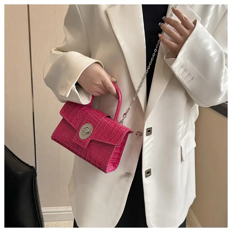 Black Croc Leather Chain Shoulder Bag for Women 2023 — feature 21