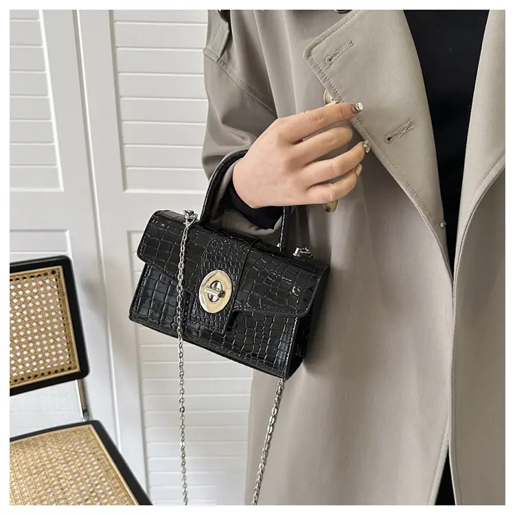 Black Croc Leather Chain Shoulder Bag for Women 2023 — feature 26