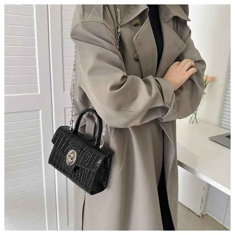 Black Croc Leather Chain Shoulder Bag for Women 2023 — feature 27