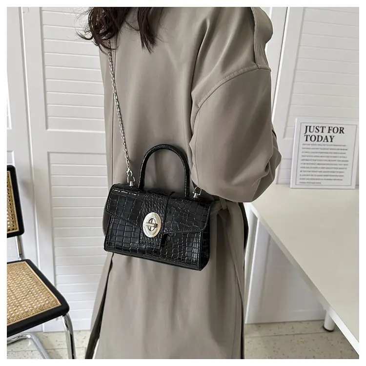 Black Croc Leather Chain Shoulder Bag for Women 2023 — feature 28