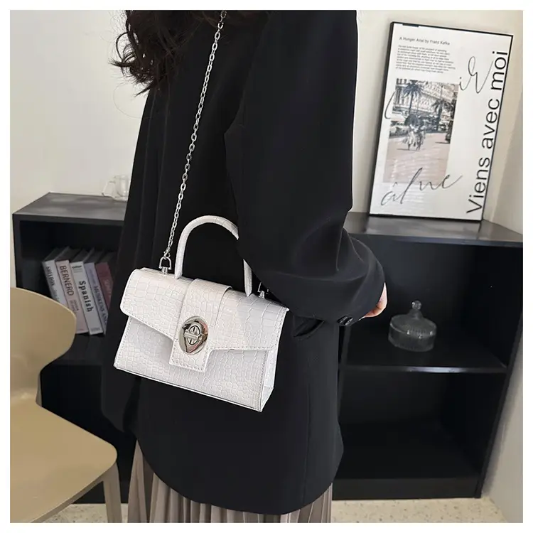 Black Croc Leather Chain Shoulder Bag for Women 2023 — feature 30