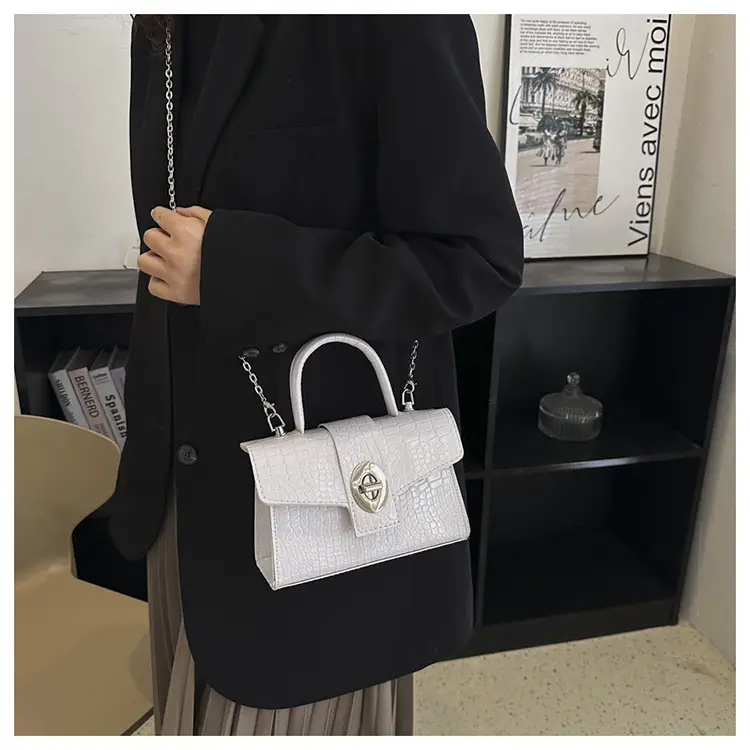Black Croc Leather Chain Shoulder Bag for Women 2023 — feature 32