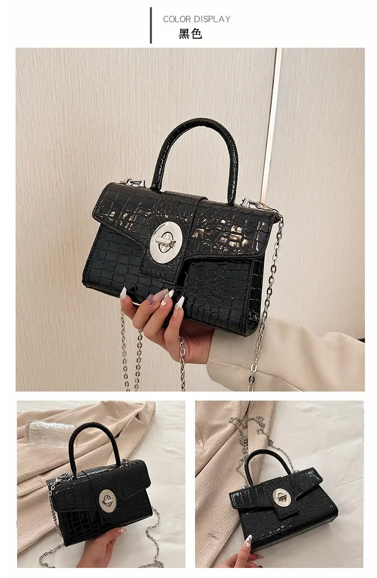Black Croc Leather Chain Shoulder Bag for Women 2023 — feature 36