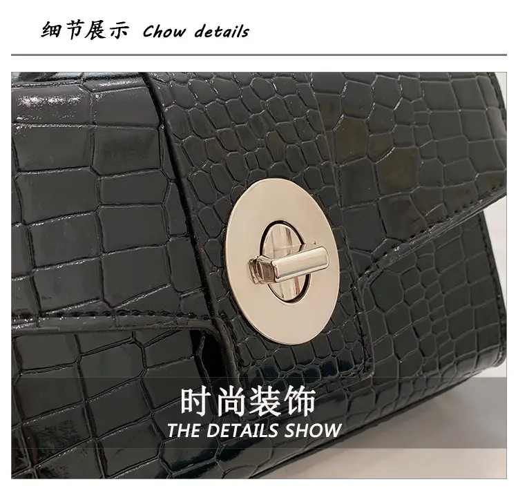 Black Croc Leather Chain Shoulder Bag for Women 2023 — feature 6