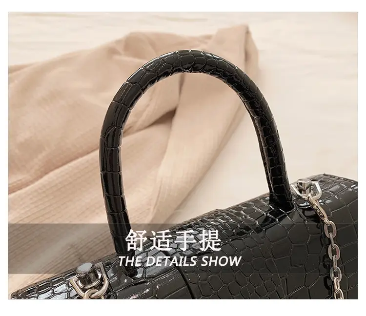 Black Croc Leather Chain Shoulder Bag for Women 2023 — feature 7