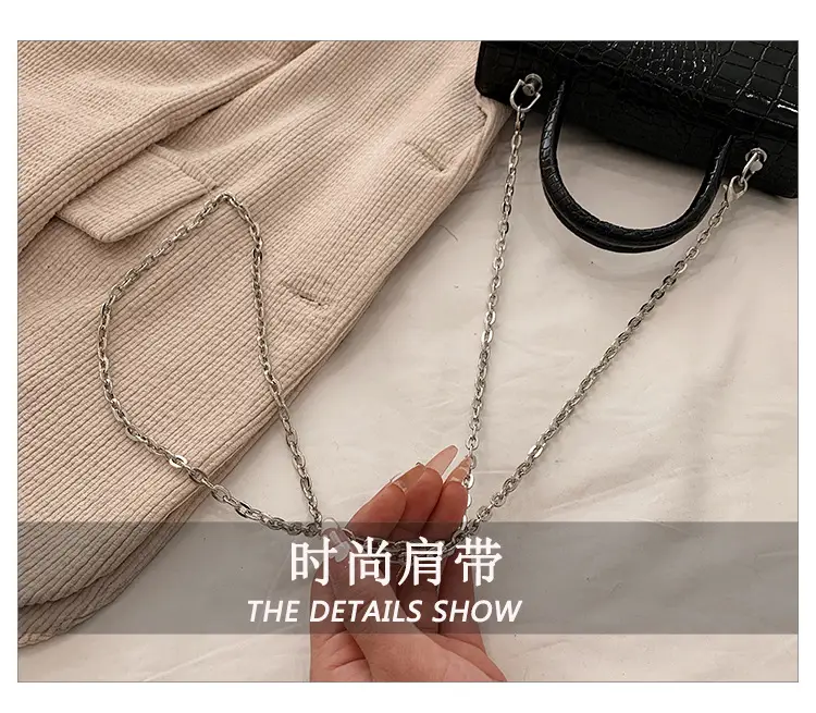 Black Croc Leather Chain Shoulder Bag for Women 2023 — feature 8
