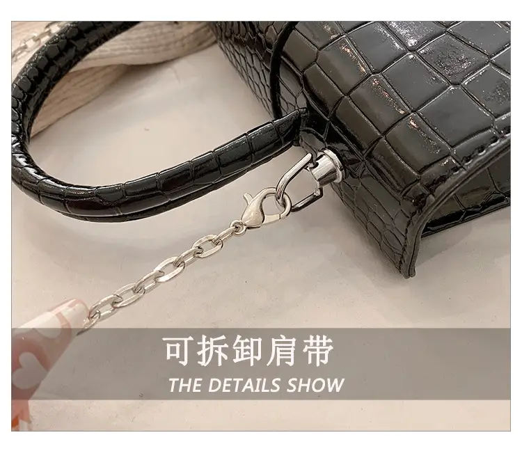 Black Croc Leather Chain Shoulder Bag for Women 2023 — feature 9