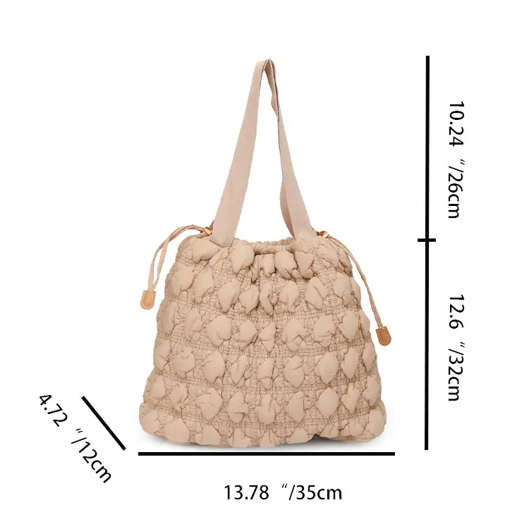 Blue Velvet Pleated Drawstring Bubble Bag for Women — feature 3