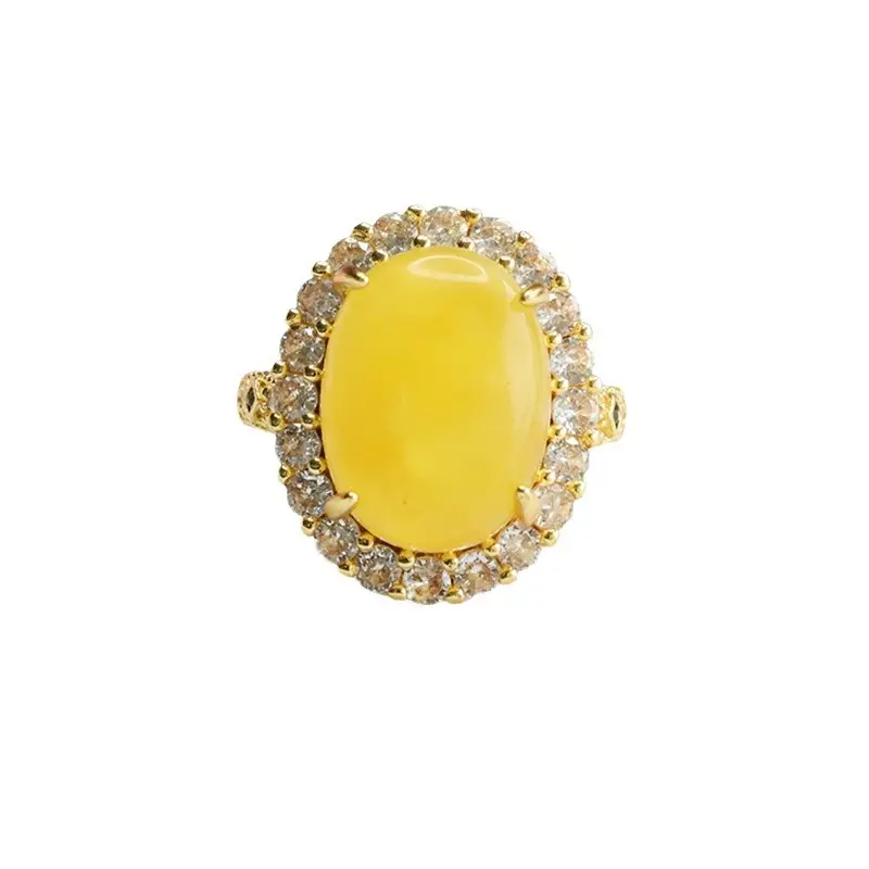 Guan Yu Natural Amber Ring with Beads - Image 6