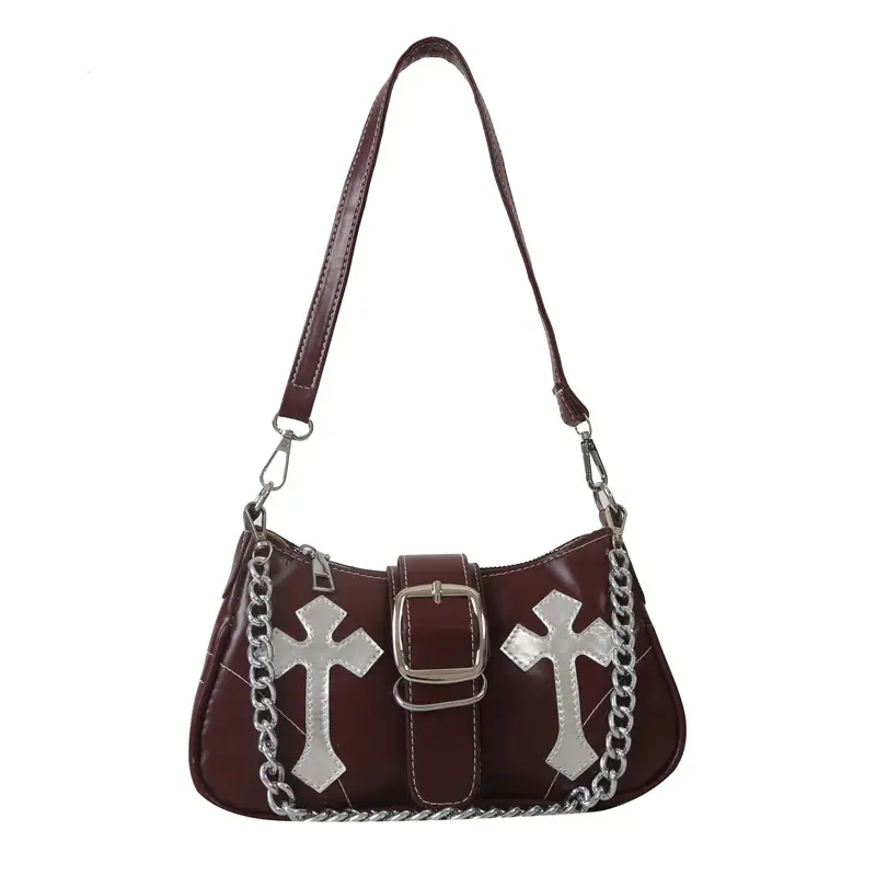 Black Cross Chain Shoulder Bag for Women 2023