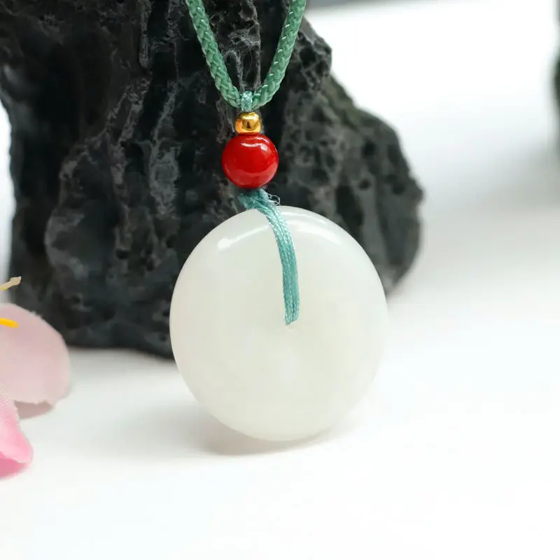 Hotan Jade White Ping An Buckle Jewelry - Image 3