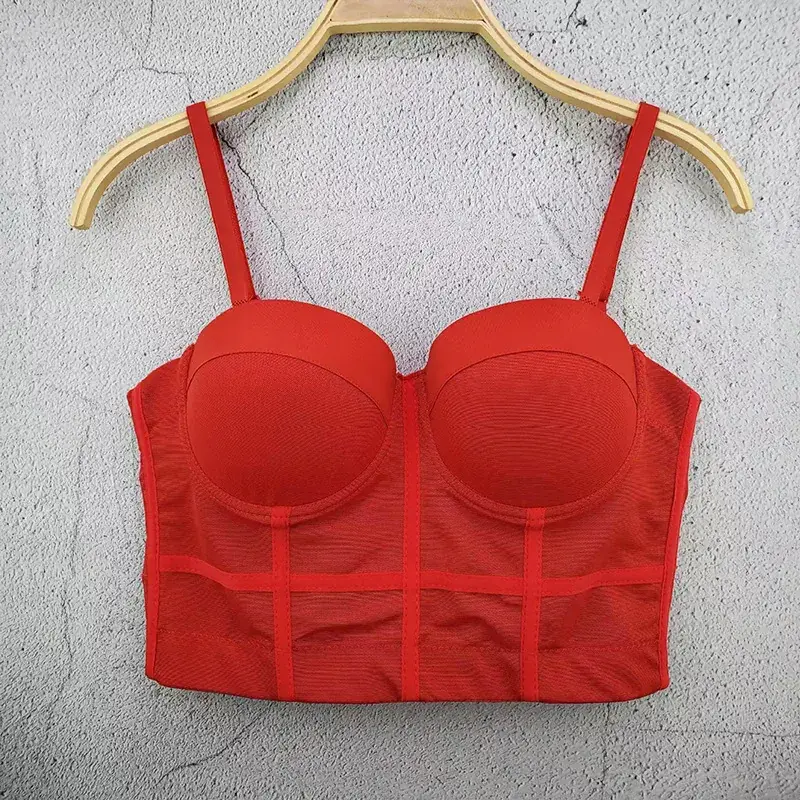 Red Fishbone Push Up Bra Underwear Sling Women - Image 2
