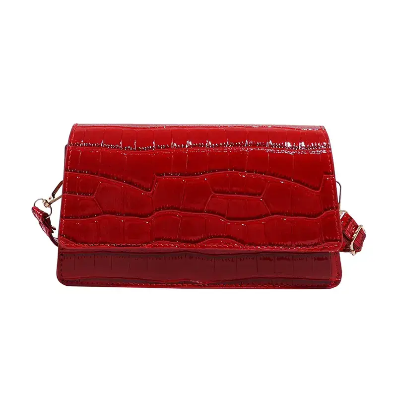Red Croc Patchwork Shoulder Bag for Women - Image 10
