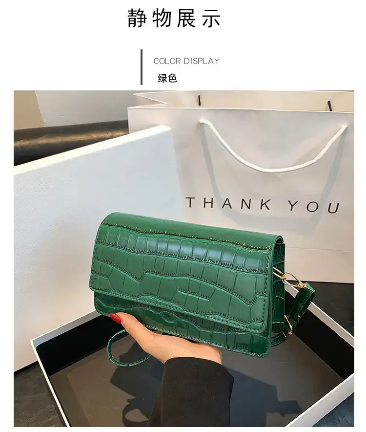 Red Croc Patchwork Shoulder Bag for Women — feature 34