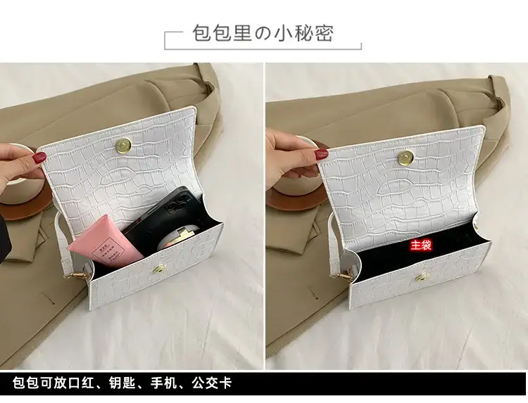 Red Croc Patchwork Shoulder Bag for Women — feature 4