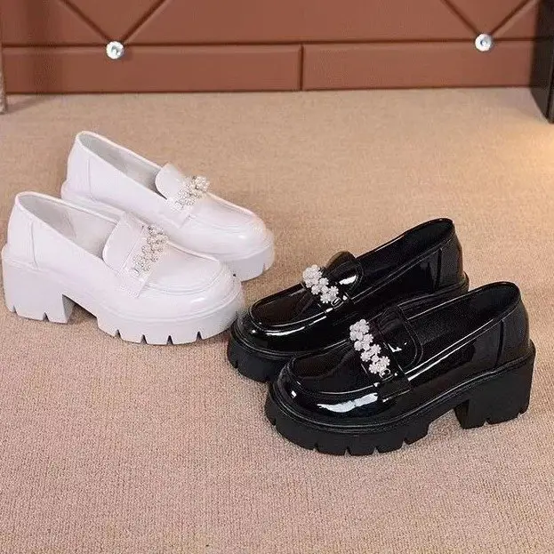 Mary Jane leather shoes for women 2023 Spring and Autumn New height increasing women's shoes thick-soled loafers women's muffin soft-soled shoes - Image 3