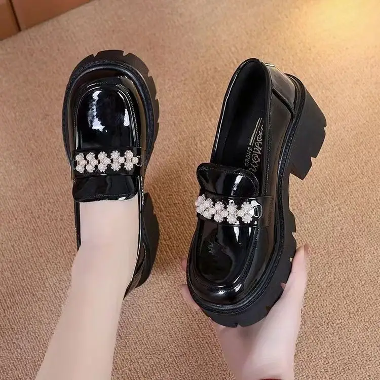 Mary Jane leather shoes for women 2023 Spring and Autumn New height increasing women's shoes thick-soled loafers women's muffin soft-soled shoes - Image 5