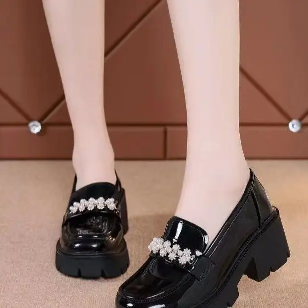Mary Jane leather shoes for women 2023 Spring and Autumn New height increasing women's shoes thick-soled loafers women's muffin soft-soled shoes - Image 6