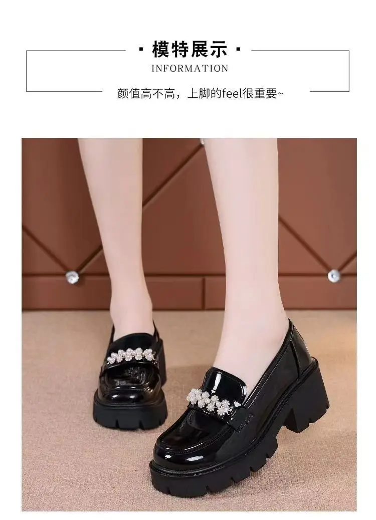 Mary Jane leather shoes for women 2023 Spring and Autumn New height increasing women's shoes thick-soled loafers women's muffin soft-soled shoes — feature 5