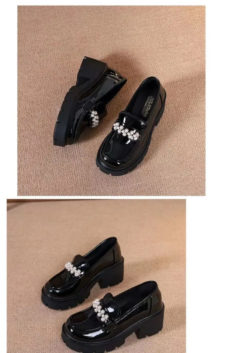 Mary Jane leather shoes for women 2023 Spring and Autumn New height increasing women's shoes thick-soled loafers women's muffin soft-soled shoes — feature 8