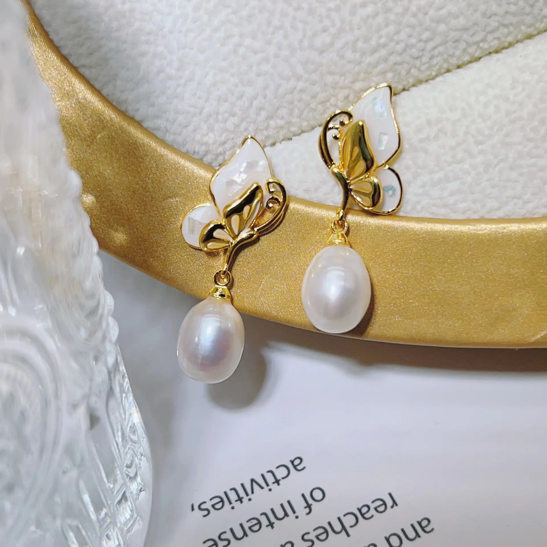 Gold Butterfly Pearl Earrings for Women — feature 10
