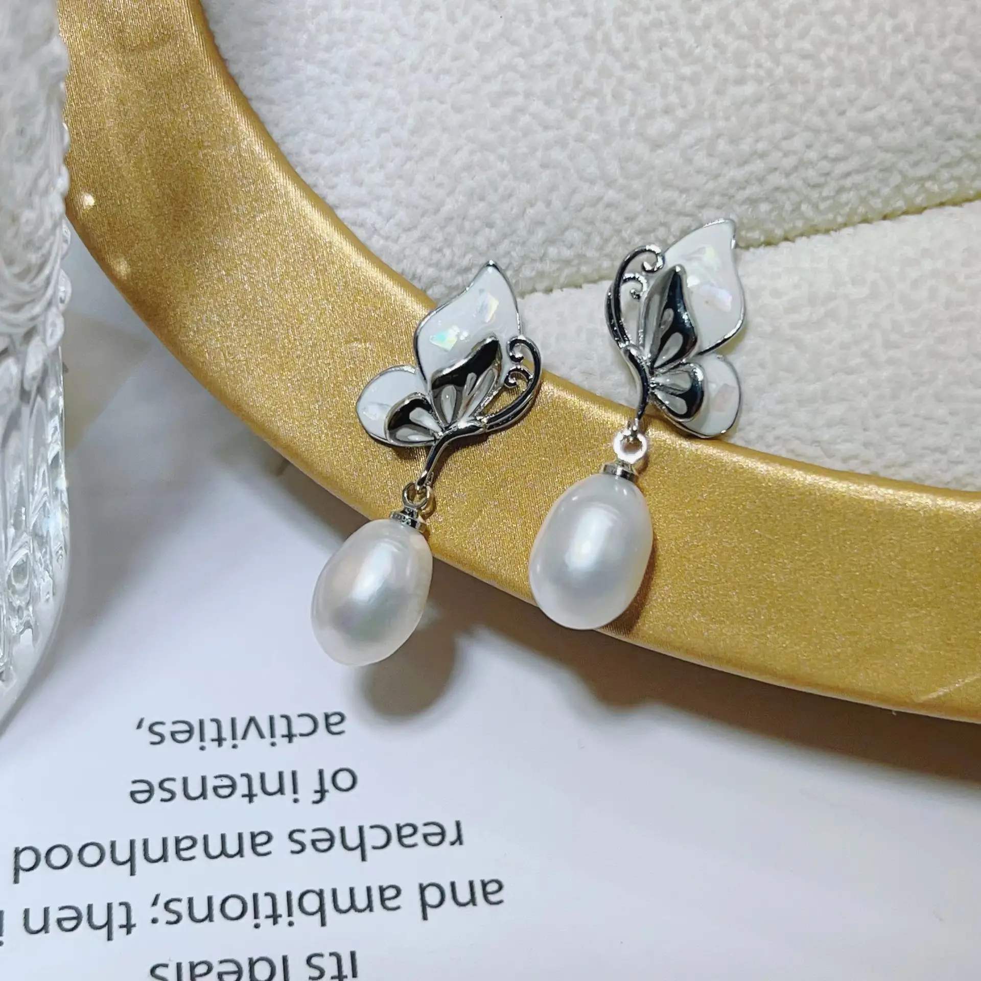 Gold Butterfly Pearl Earrings for Women — feature 11