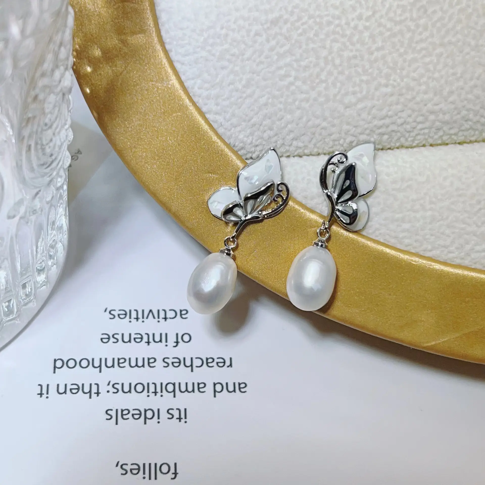Gold Butterfly Pearl Earrings for Women — feature 12