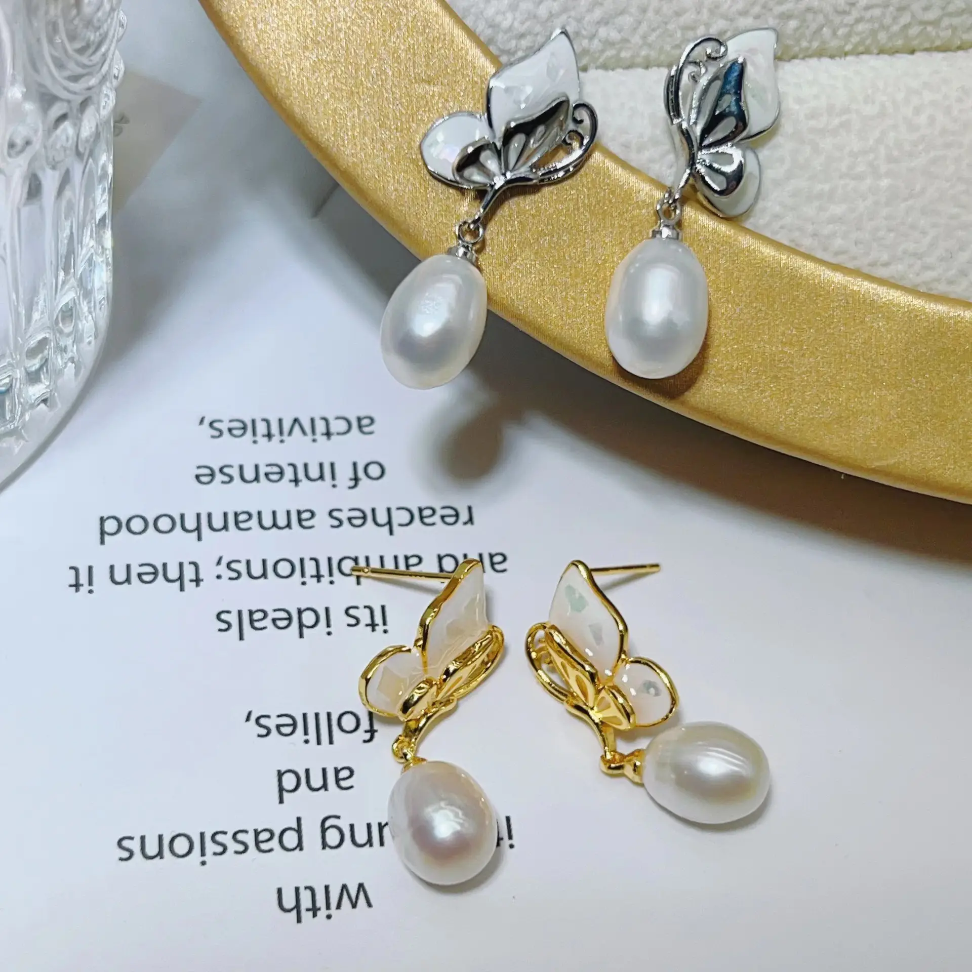 Gold Butterfly Pearl Earrings for Women — feature 13