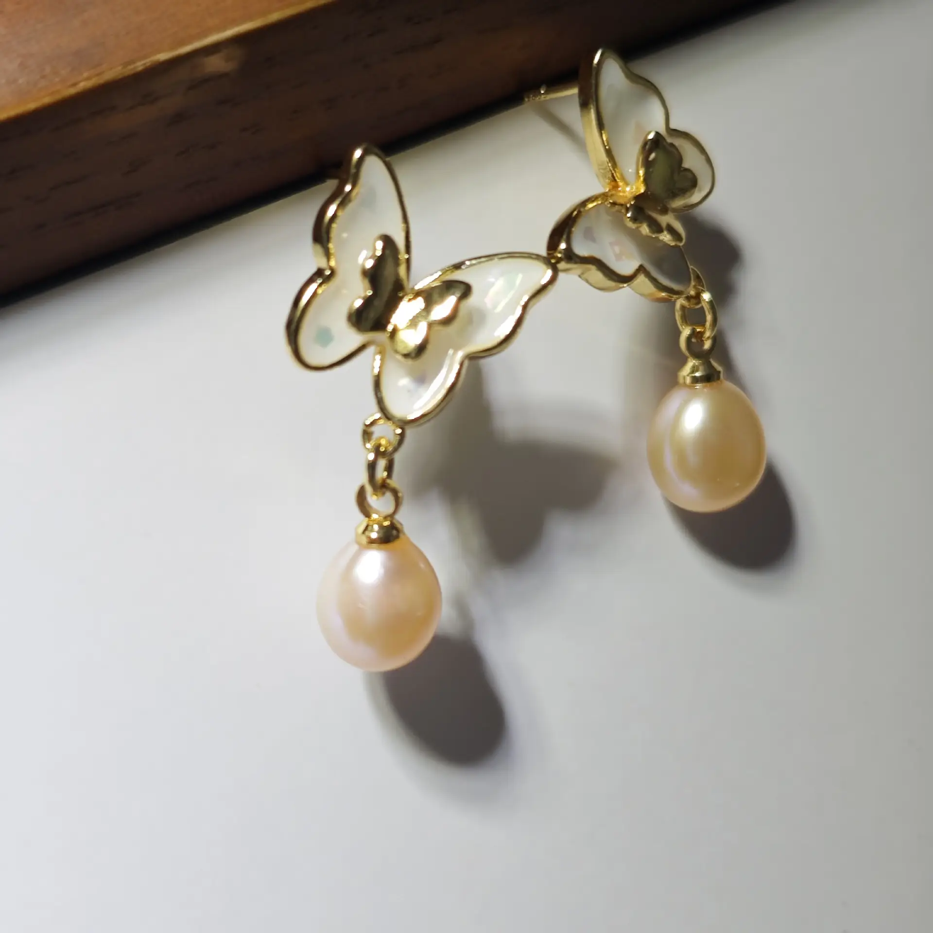 Gold Butterfly Pearl Earrings for Women — feature 3