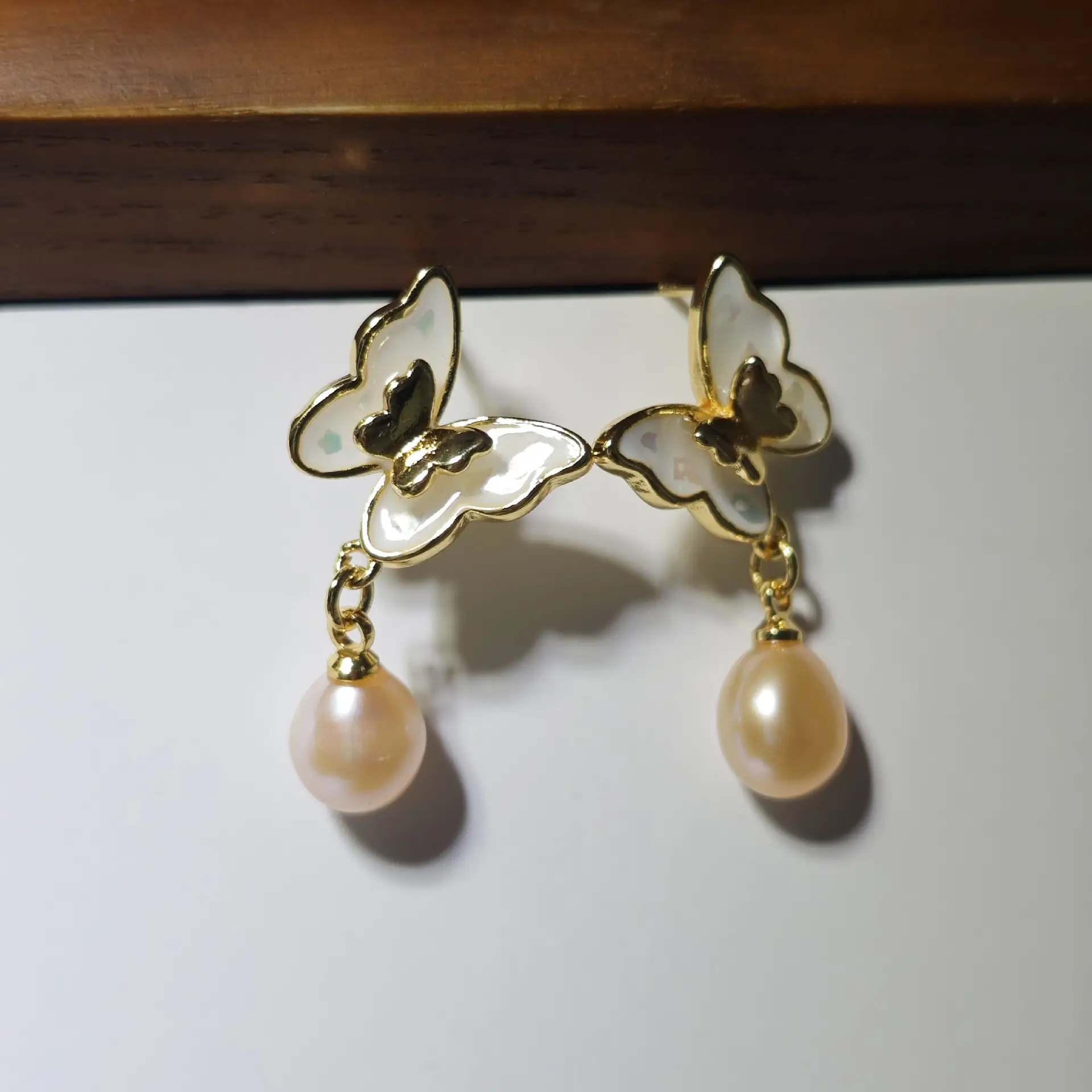 Gold Butterfly Pearl Earrings for Women — feature 4