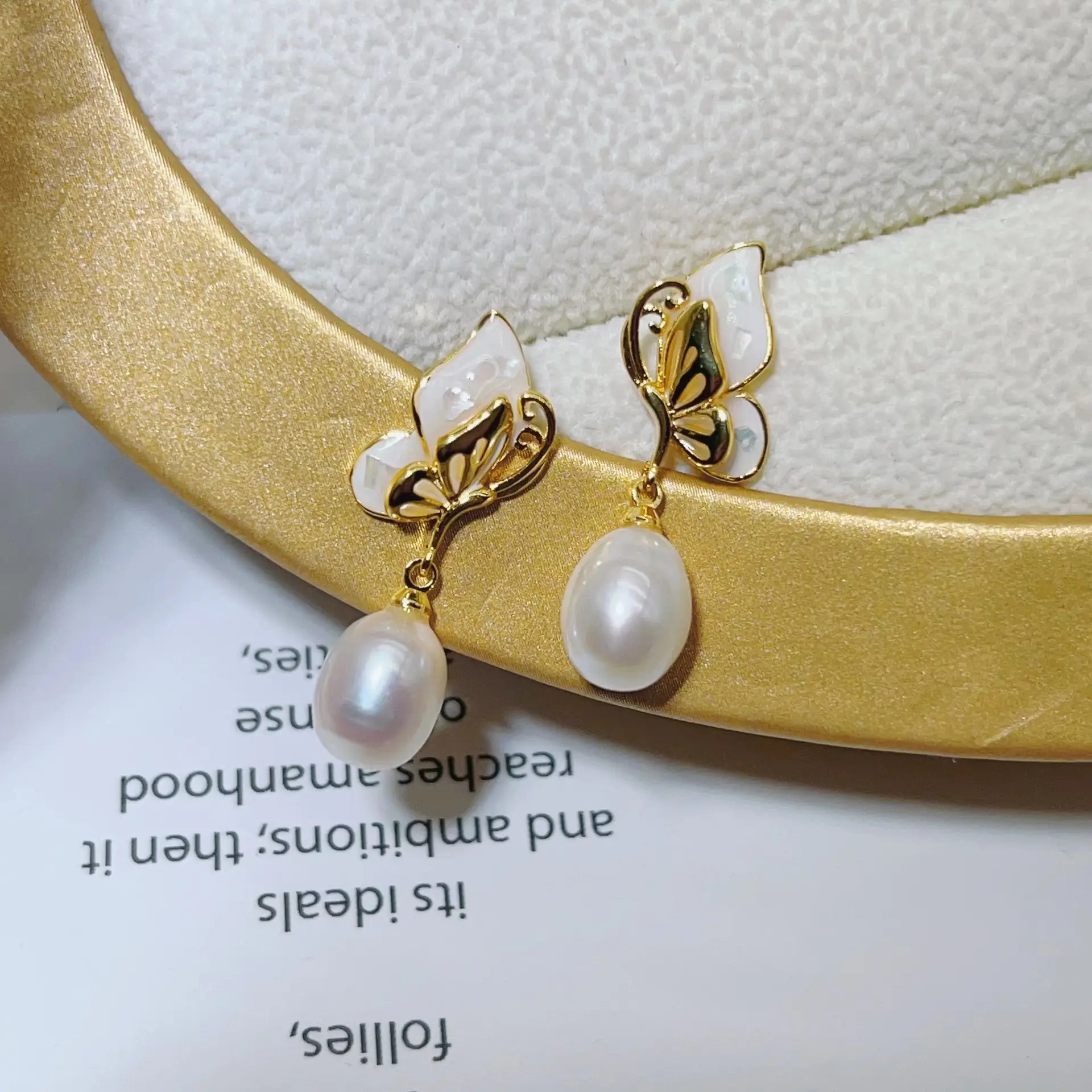 Gold Butterfly Pearl Earrings for Women — feature 9