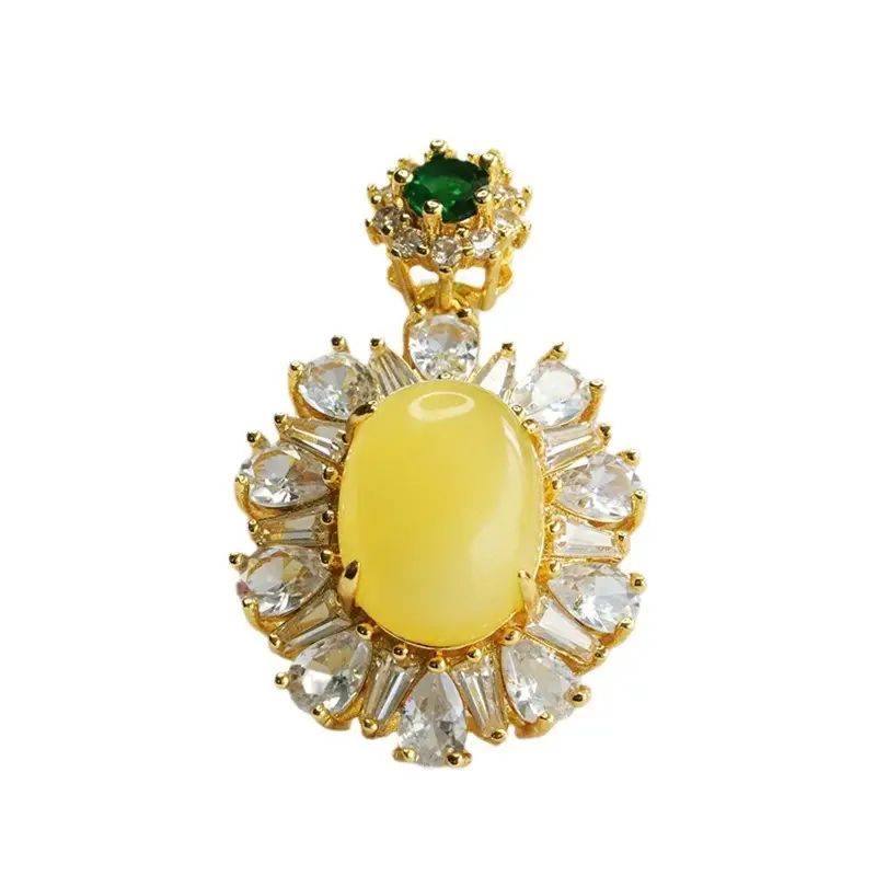 Guan Yu Pendant Yellow Amber Necklace Women's Jewelry - Image 6