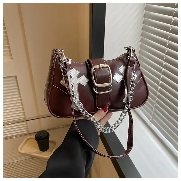 Black Cross Chain Shoulder Bag for Women Winter 2023 — feature 23