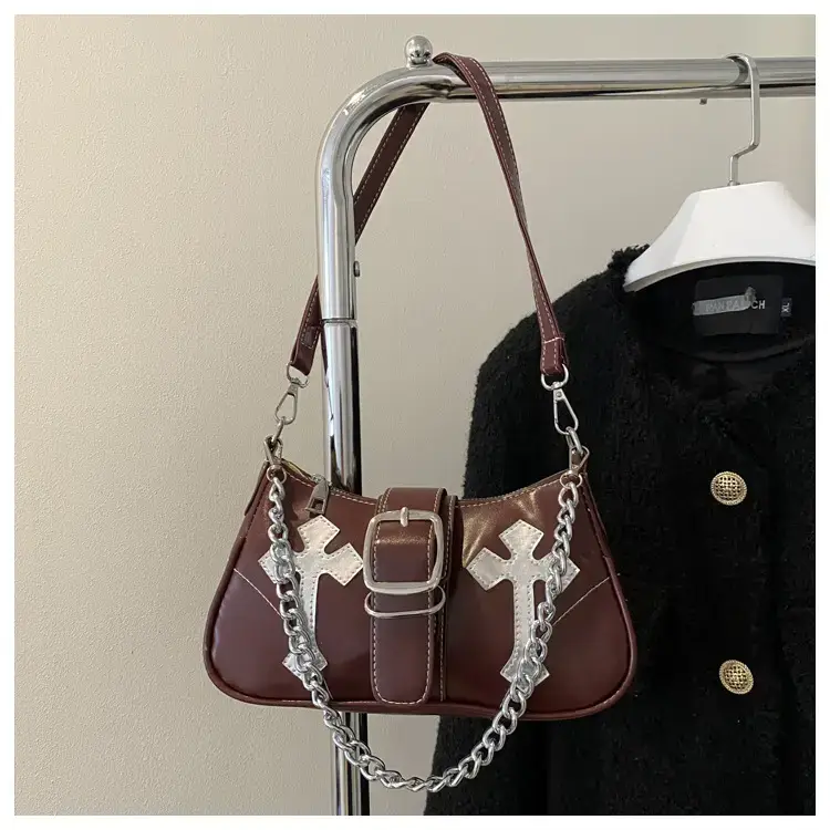 Black Cross Chain Shoulder Bag for Women Winter 2023 — feature 36