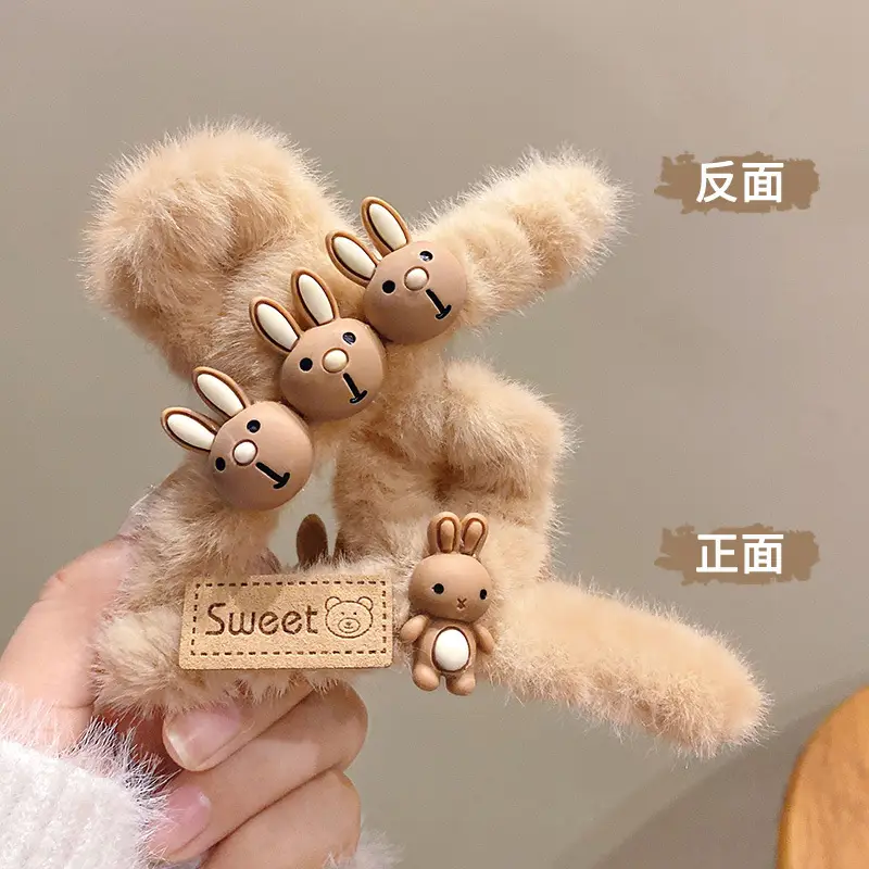 Cute Plush Bear Clip for Women Autumn Winter Hairpin - Image 19