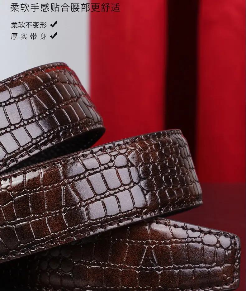 Jani Paul Men's Brown Croc Leather Belt with Gold Buckle — feature 8