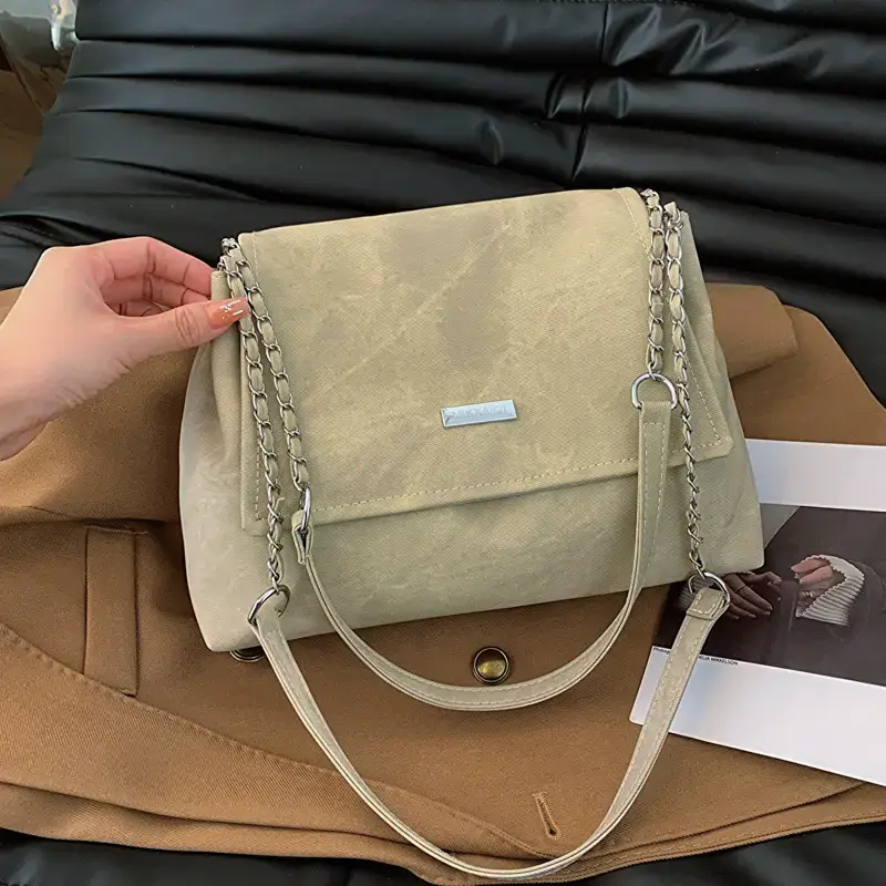 Korean Style Women's Grey Chain Shoulder Bag 2024 Winter - Image 8