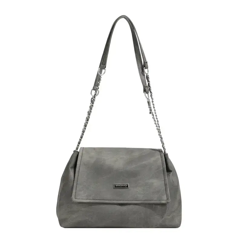 Korean Style Women's Grey Chain Shoulder Bag 2024 Winter - Image 9