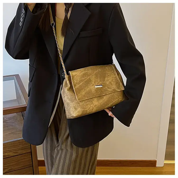 Korean Style Women's Grey Chain Shoulder Bag 2024 Winter — feature 13
