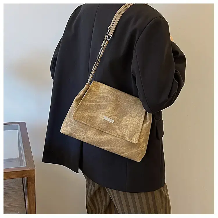 Korean Style Women's Grey Chain Shoulder Bag 2024 Winter — feature 14