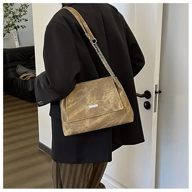 Korean Style Women's Grey Chain Shoulder Bag 2024 Winter — feature 15