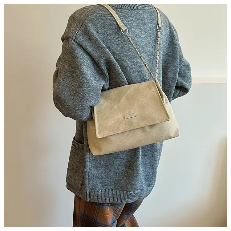 Korean Style Women's Grey Chain Shoulder Bag 2024 Winter — feature 17
