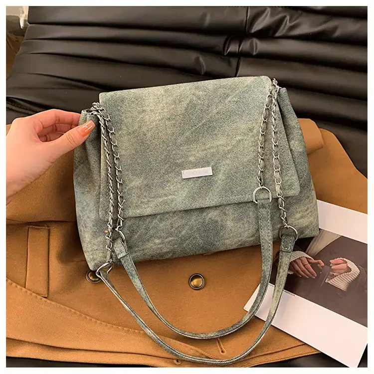 Korean Style Women's Grey Chain Shoulder Bag 2024 Winter — feature 19