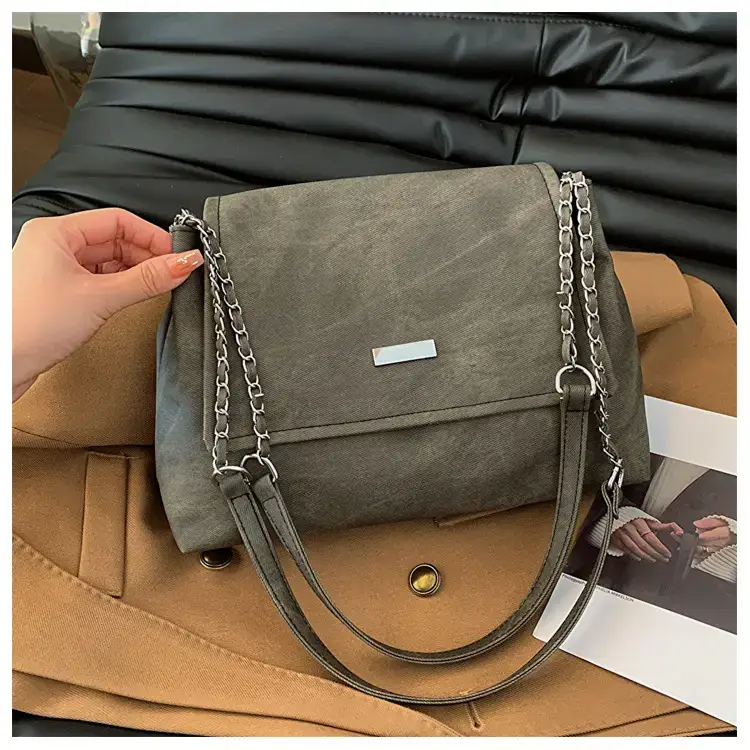 Korean Style Women's Grey Chain Shoulder Bag 2024 Winter — feature 20