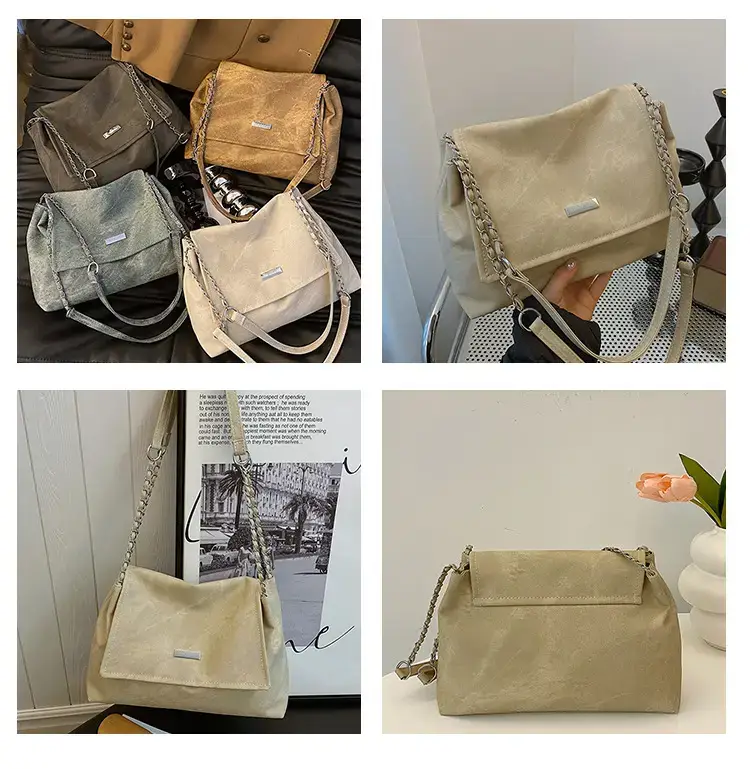 Korean Style Women's Grey Chain Shoulder Bag 2024 Winter — feature 6