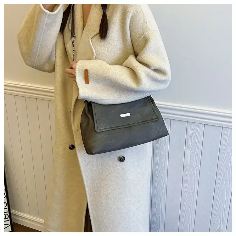 Korean Style Women's Grey Chain Shoulder Bag 2024 Winter — feature 7