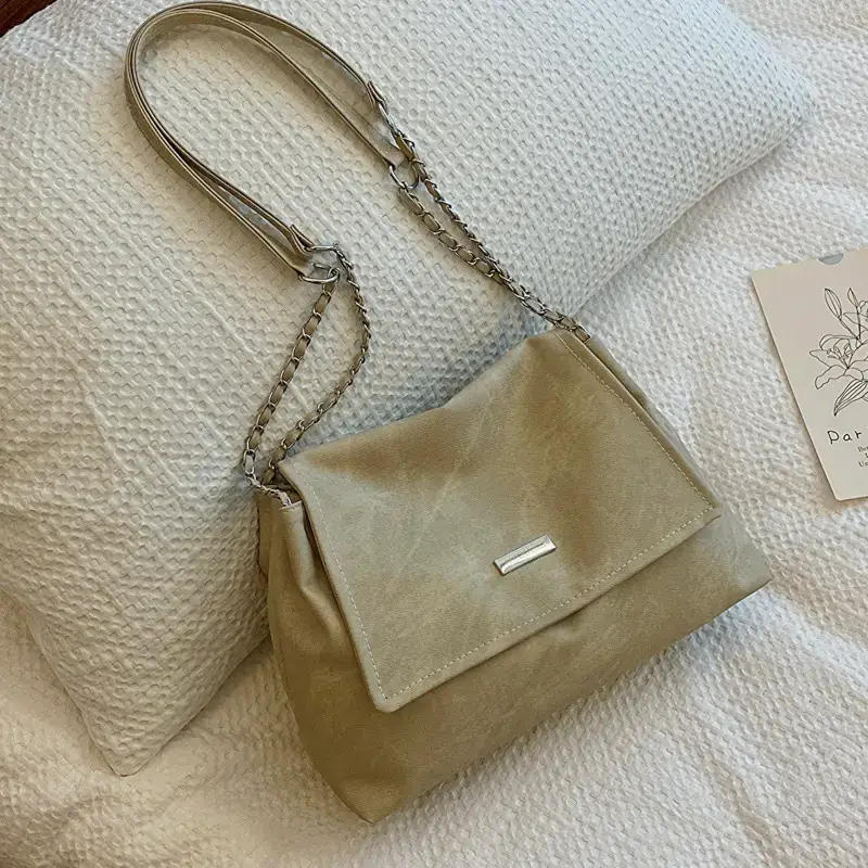 Korean Style Women's Grey Chain Shoulder Bag 2024 Winter - Image 4