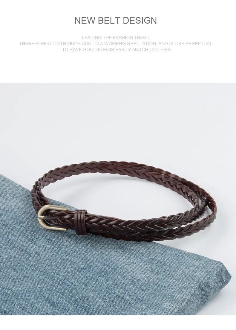 White Braided Slim Waist Belt for Women — feature 13