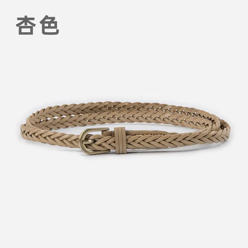 White Braided Slim Waist Belt for Women