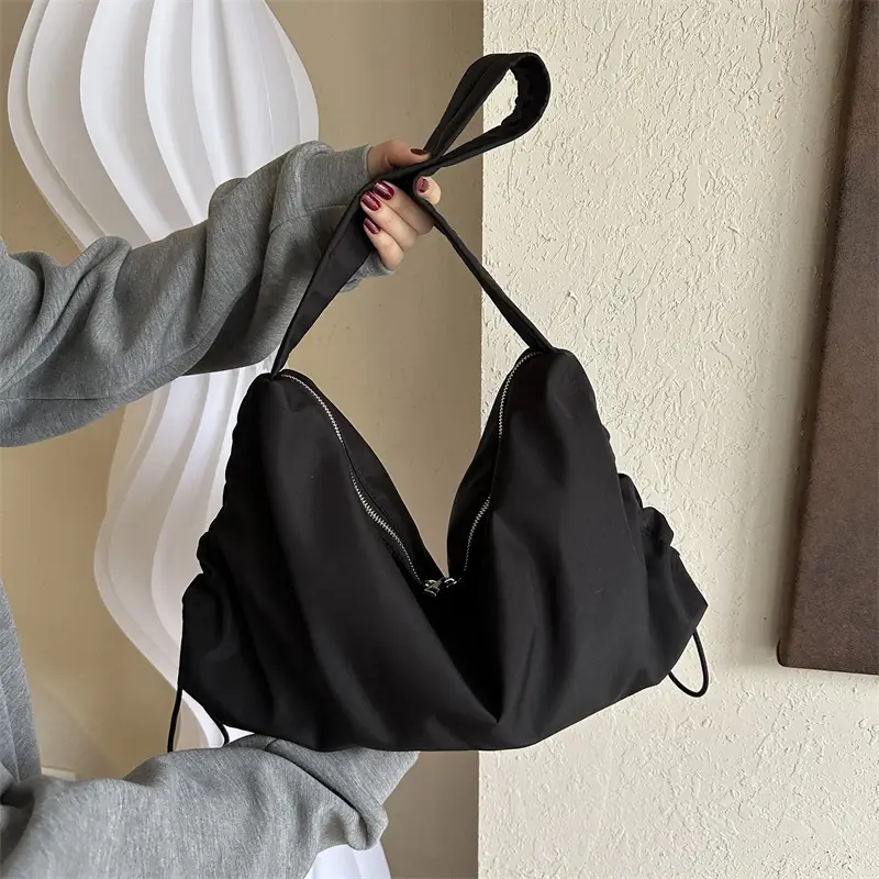 Black Nylon Shoulder Bag for Women 2024 Winter - Image 7